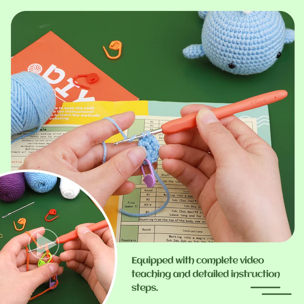 Kit de crochet baleine 3 couleurs pour débutants