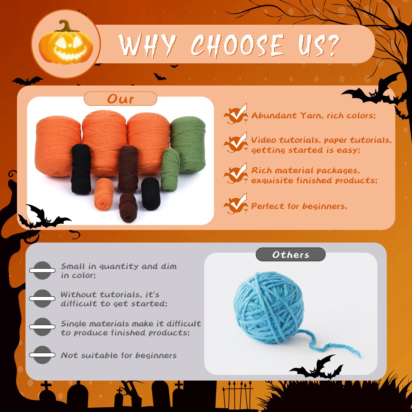 Kit de crochet citrouille d'Halloween pour débutants
