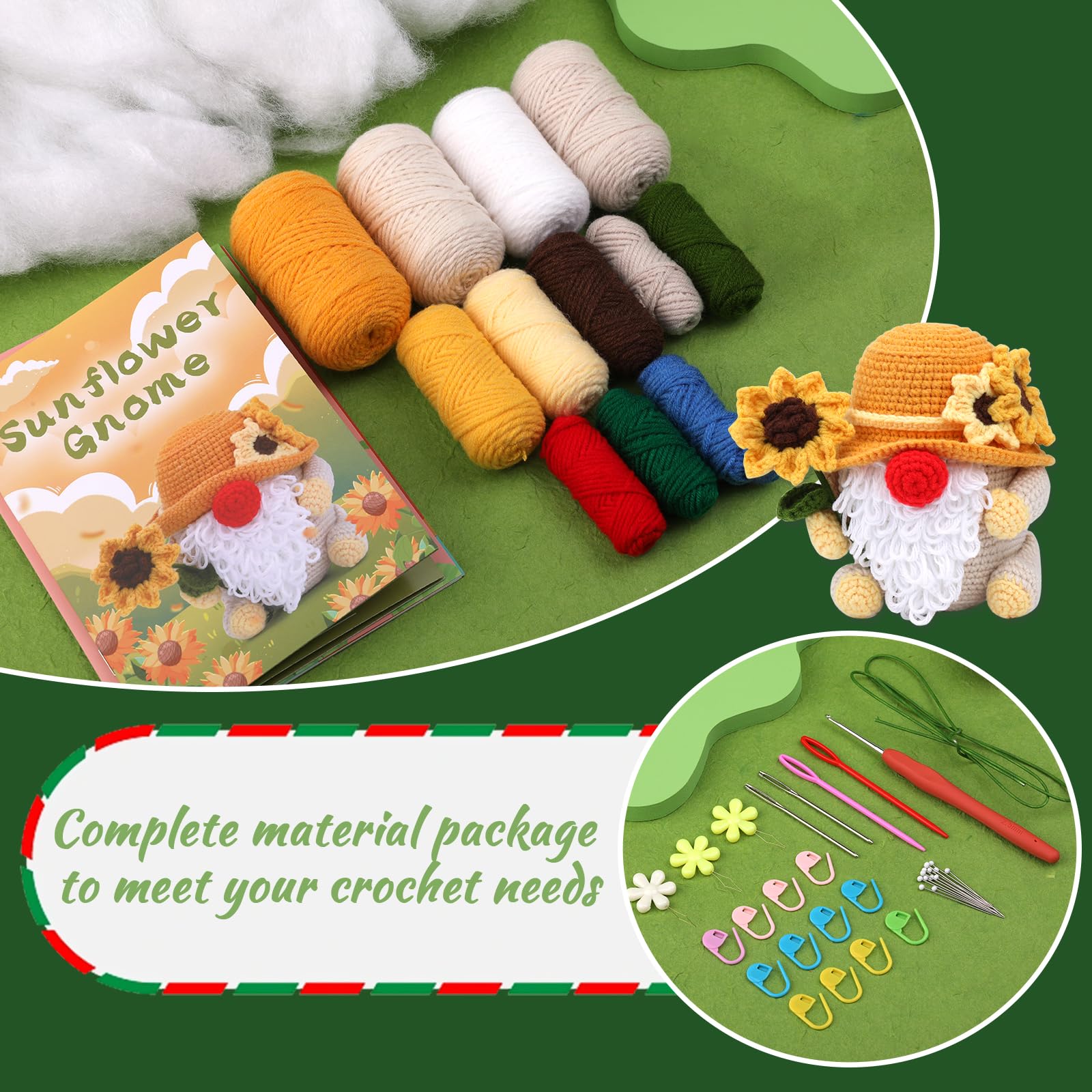 Kit de crochet de Noël pour débutants : Gnome Tournesol