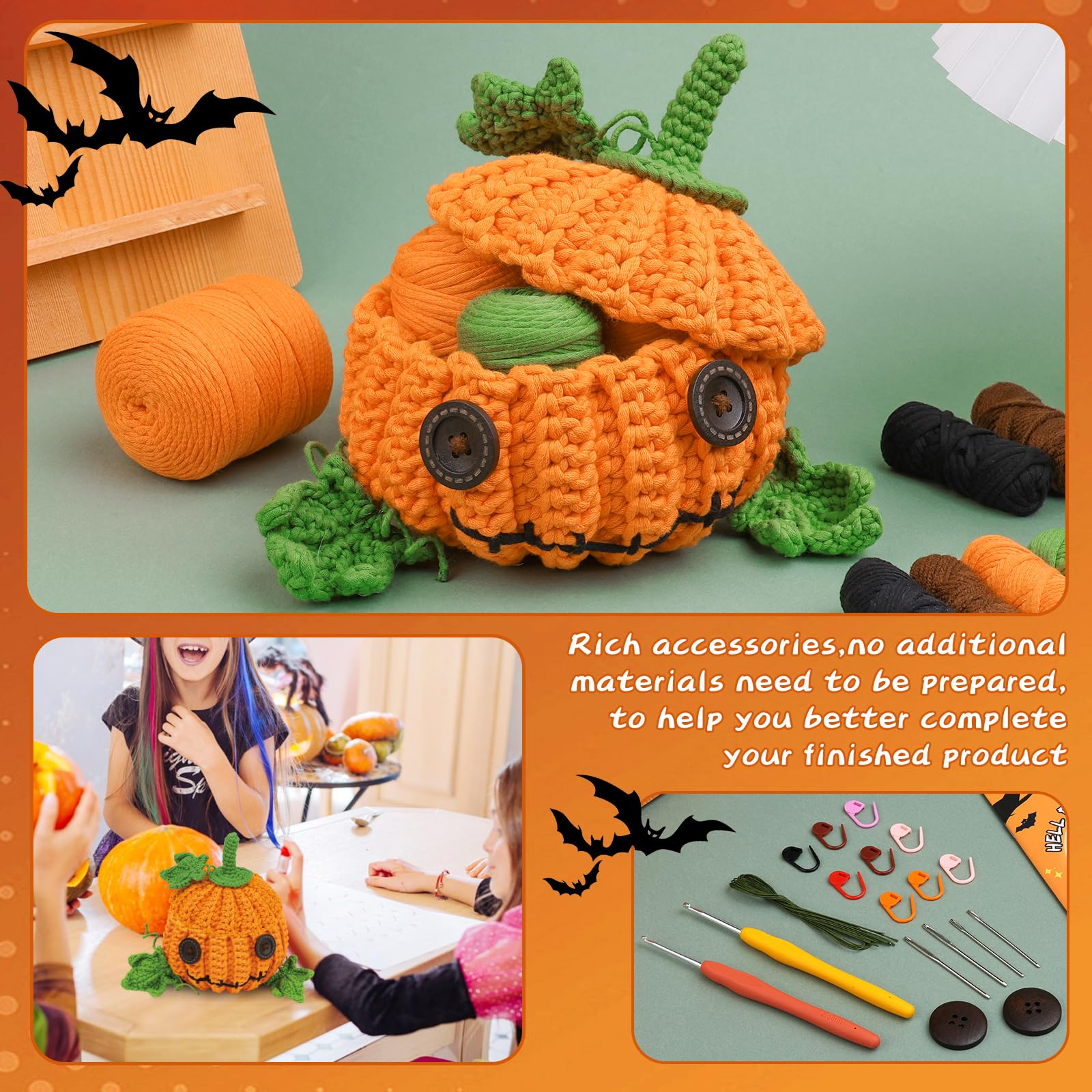 Kit de crochet citrouille d'Halloween pour débutants