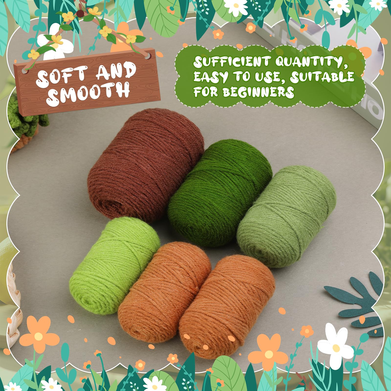 Kit de crochet pour débutants comprenant 6 dessous de verre pour pots de fleurs
