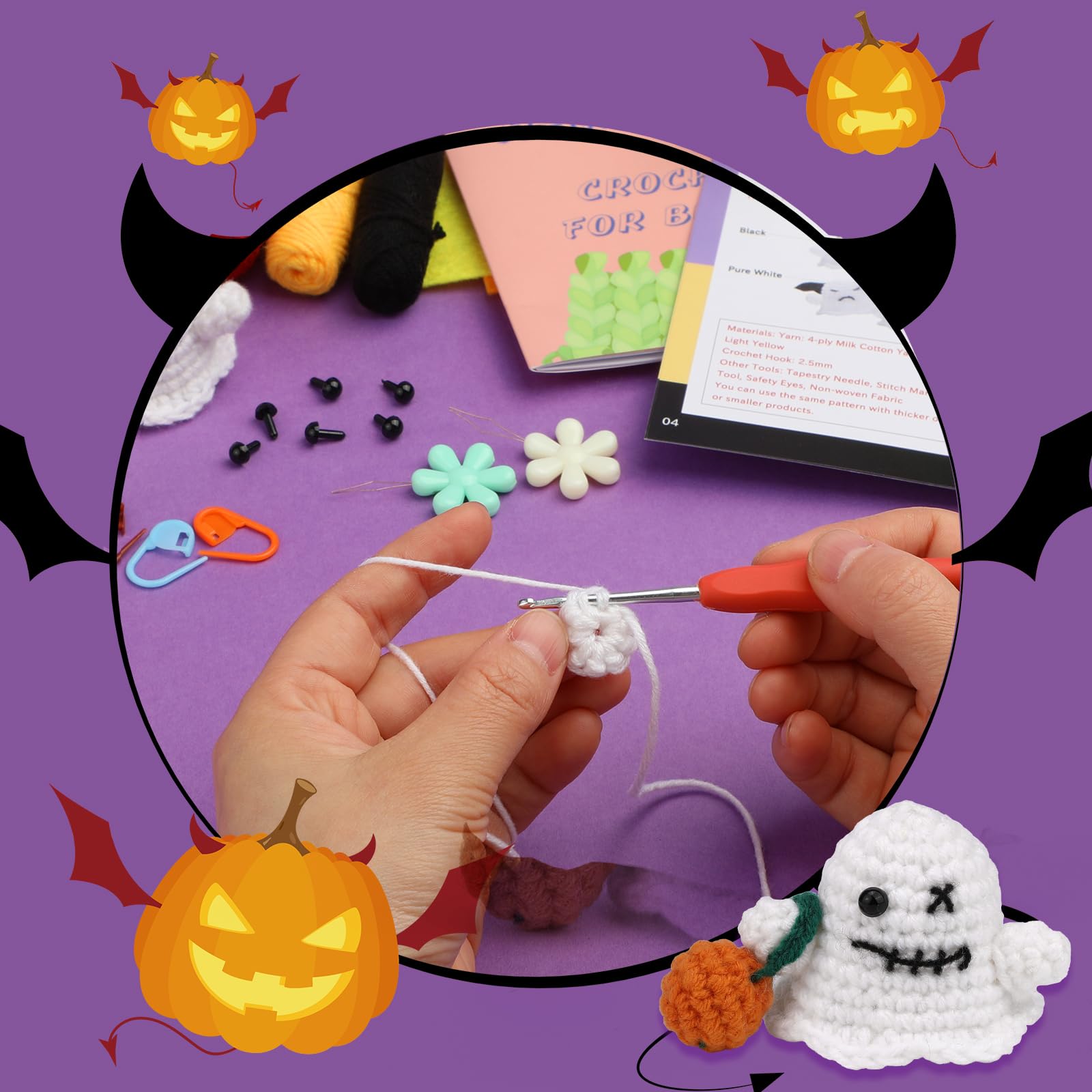 Kit de crochet Halloween Famille Fantôme pour débutants