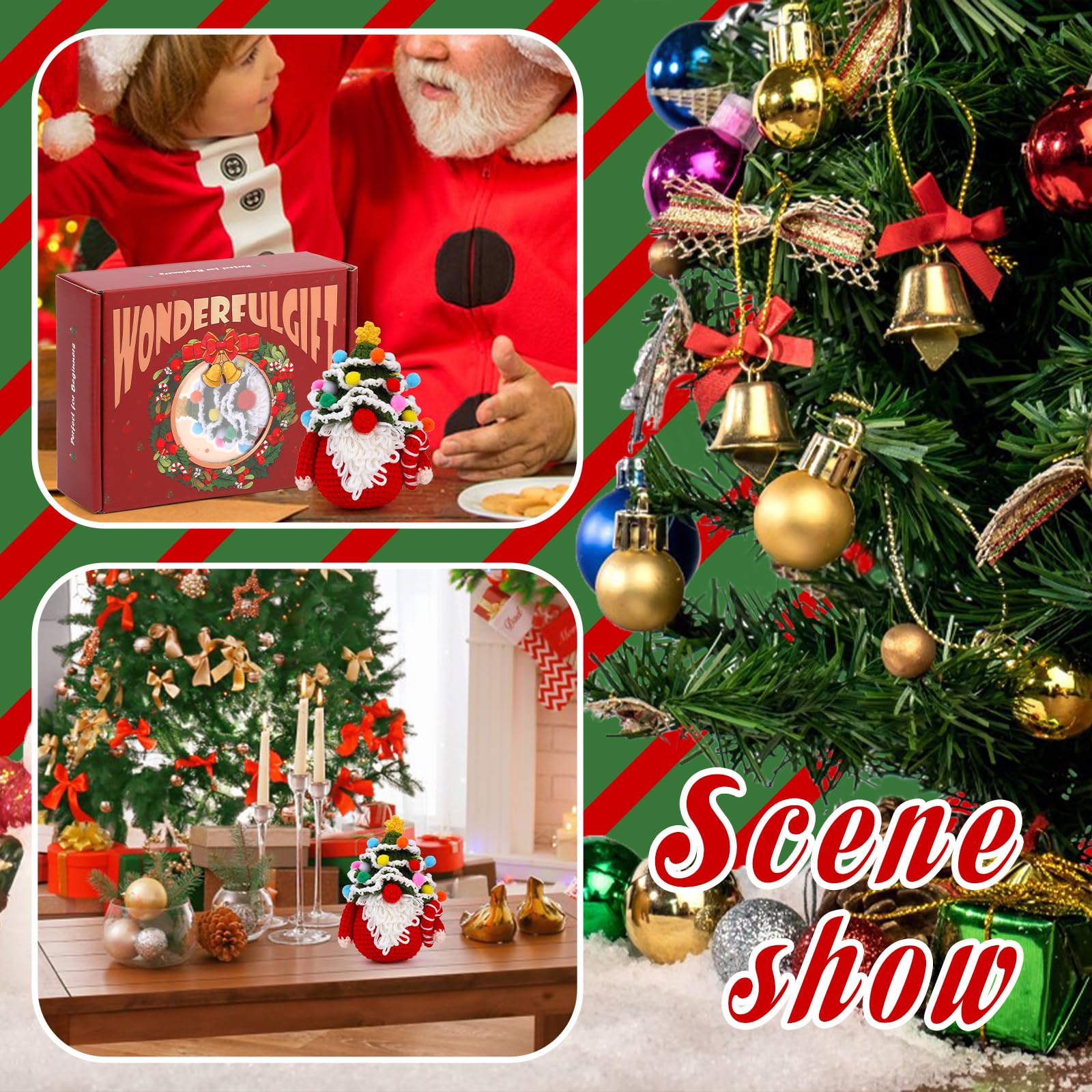 Sapin de Noël gnome - Kit de crochet de Noël pour débutants