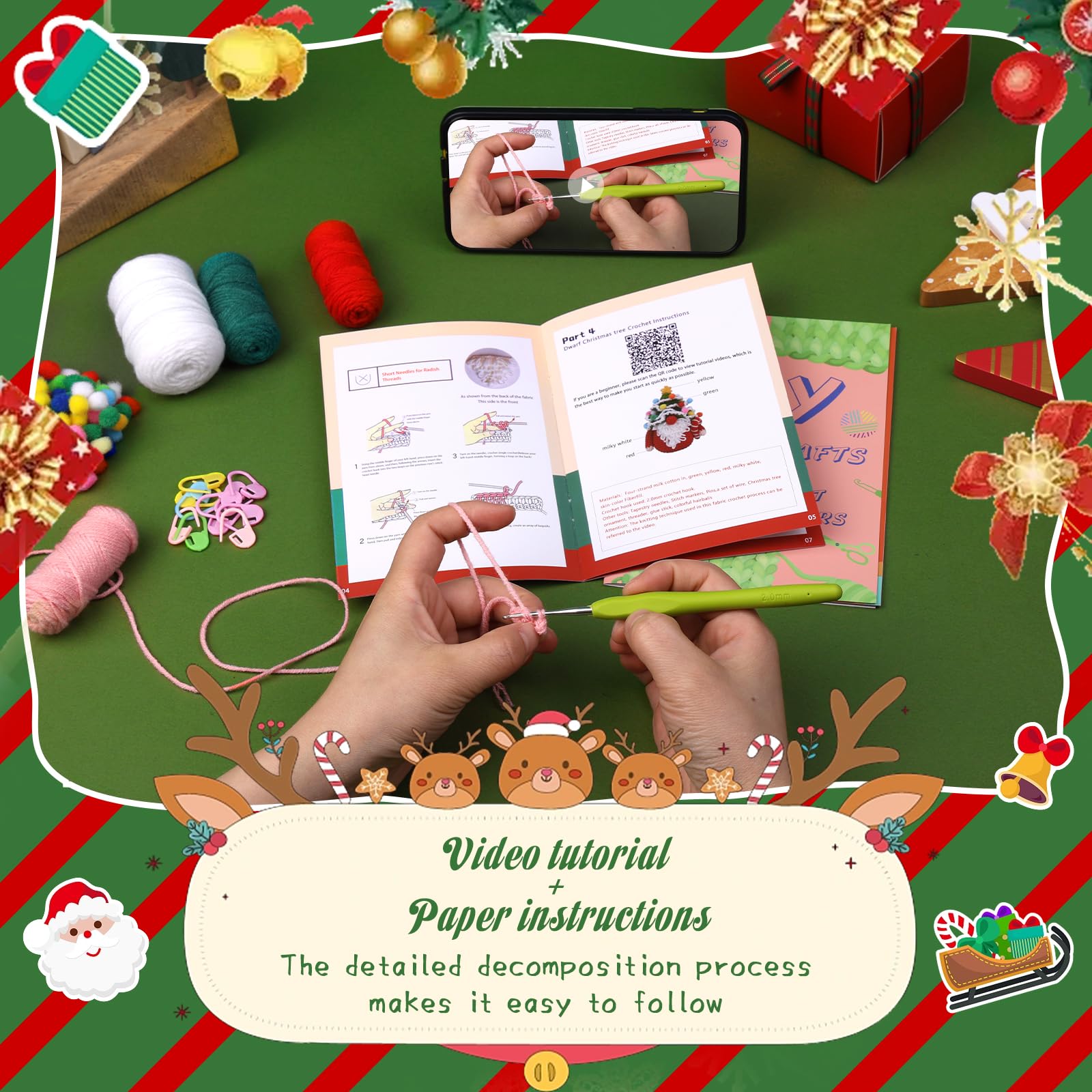 Sapin de Noël gnome - Kit de crochet de Noël pour débutants