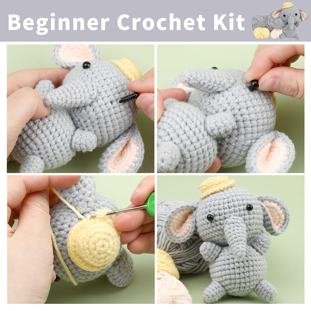 Kit de crochet Éléphant Gris pour débutants