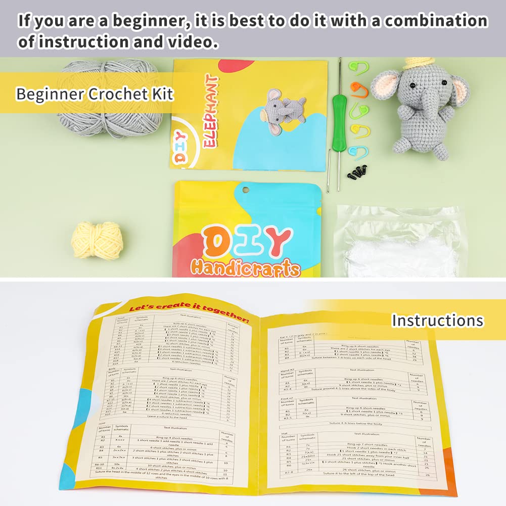 Kit de crochet Éléphant Gris pour débutants