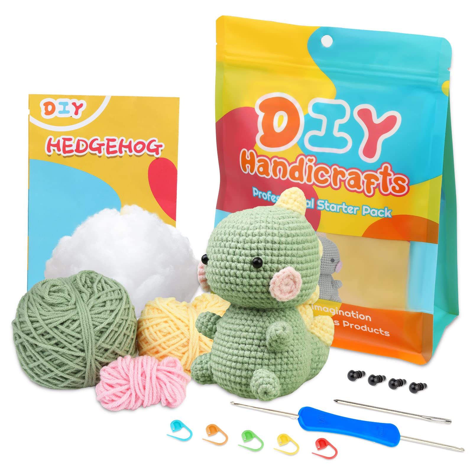 Kit de crochet dinosaure vert pour débutants