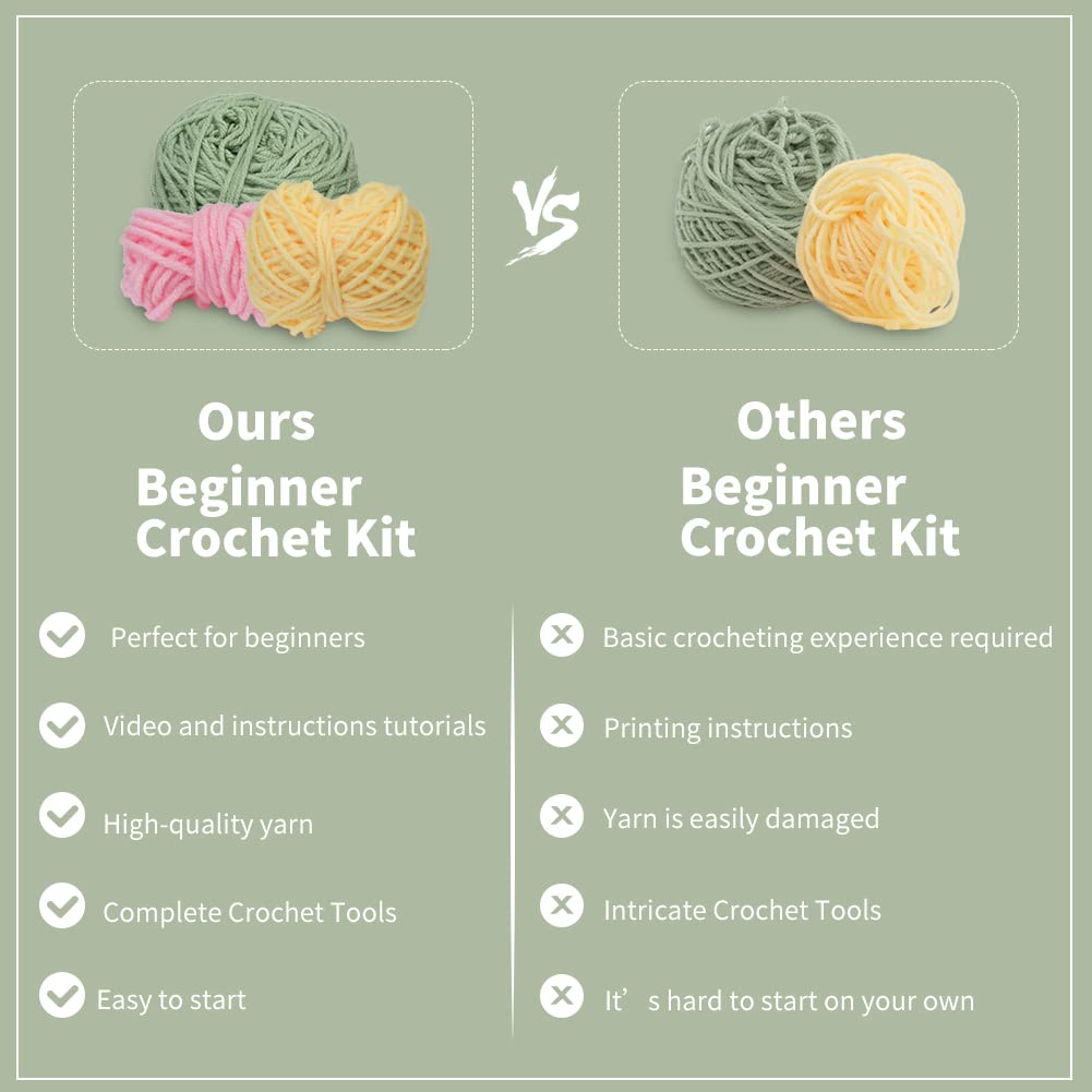 Kit de crochet dinosaure vert pour débutants