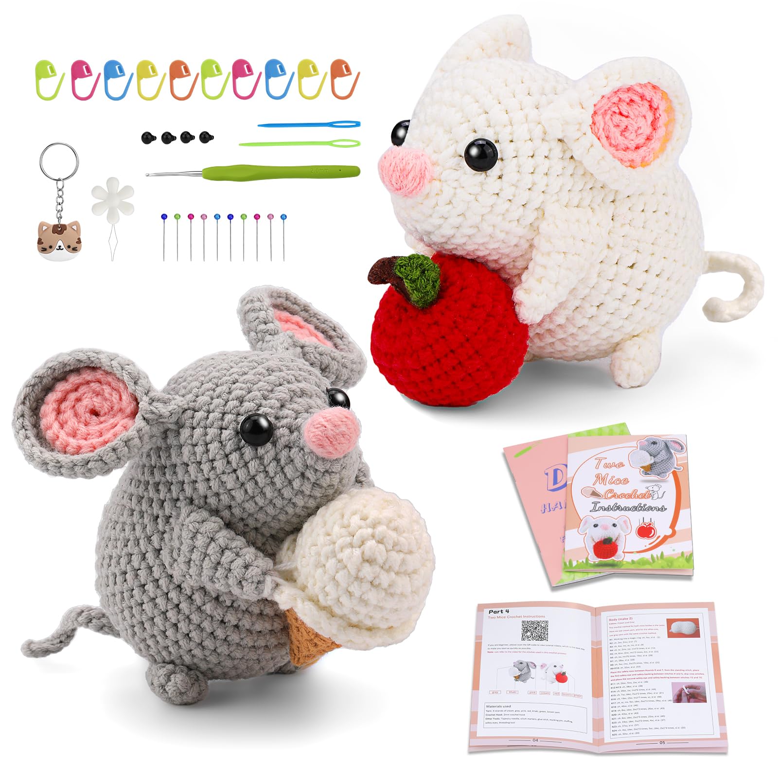 2 kits de crochet pour débutants représentant une famille de hamsters