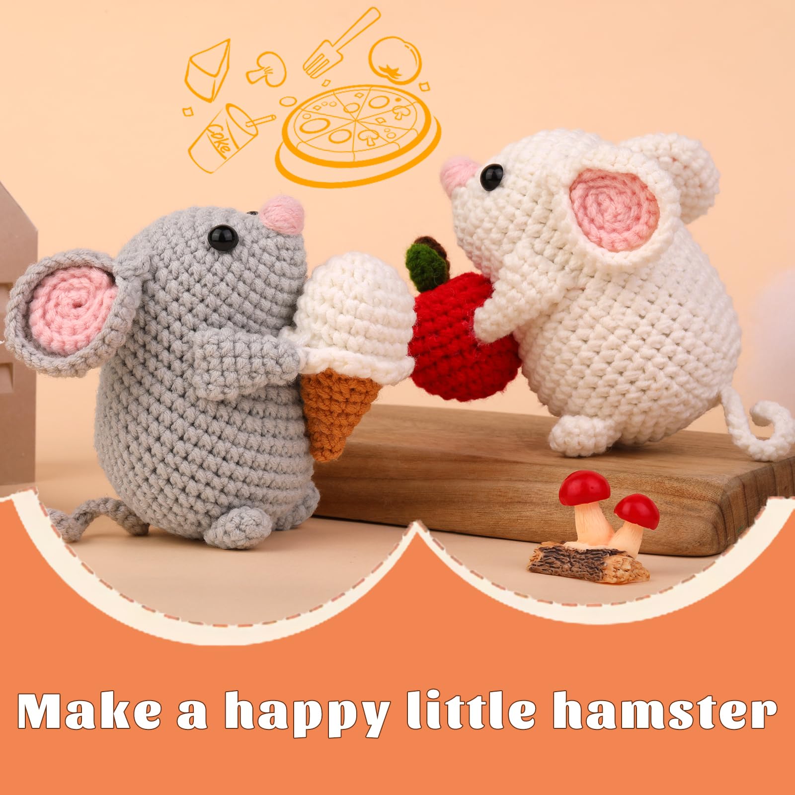 2 kits de crochet pour débutants représentant une famille de hamsters