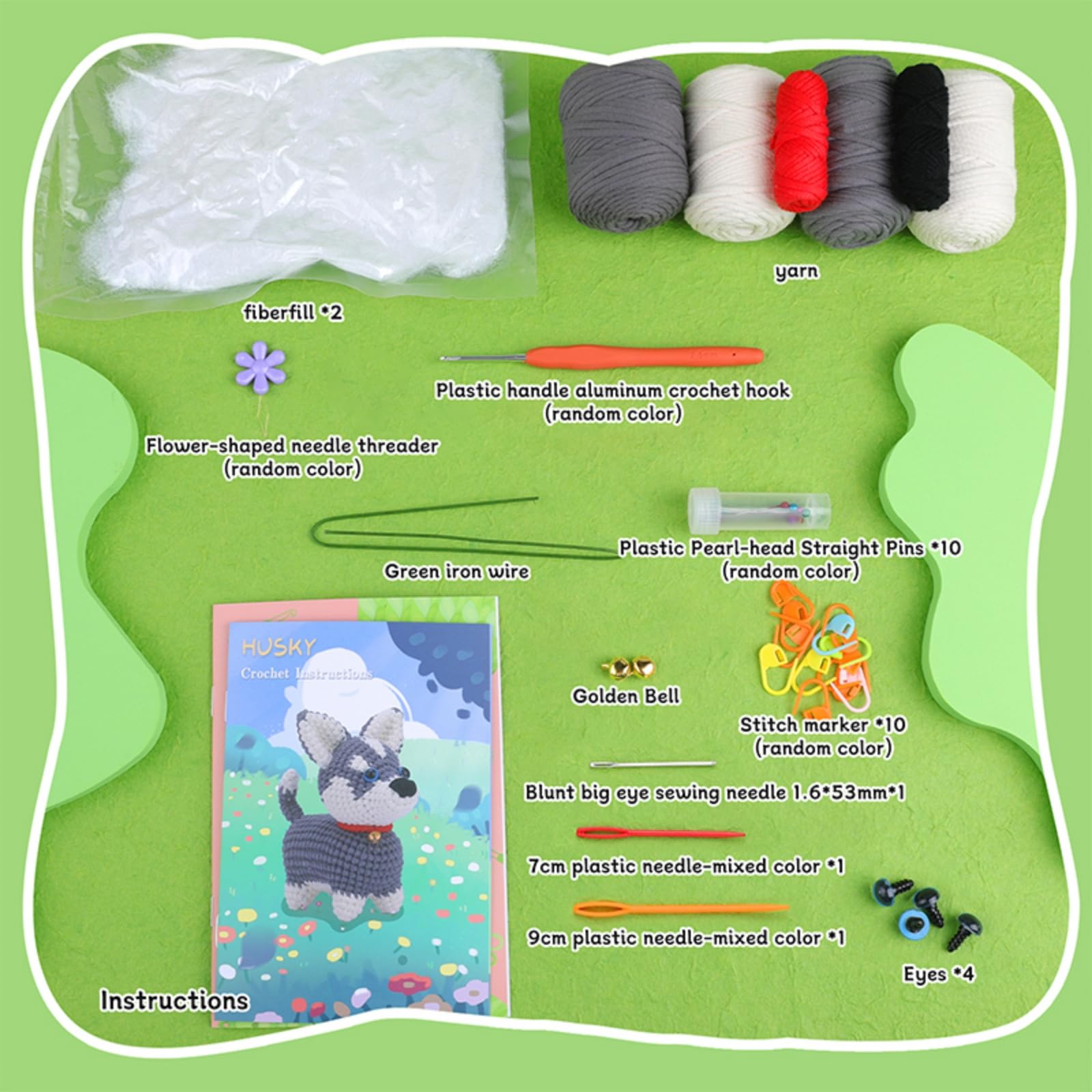 Kits de crochet pour débutants en forme de chien Husky