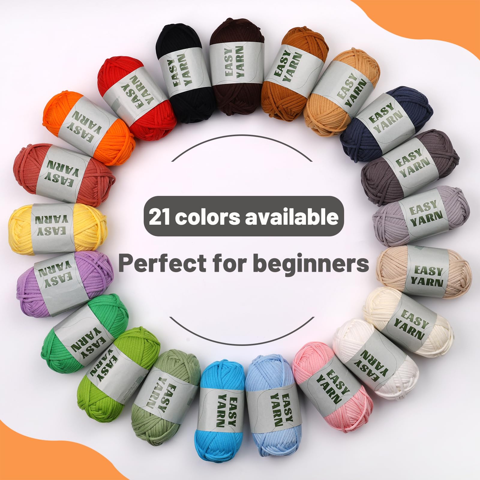 Laine à crocheter (4 x 50 g) pour débutants, avec des points faciles à voir - 21 couleurs