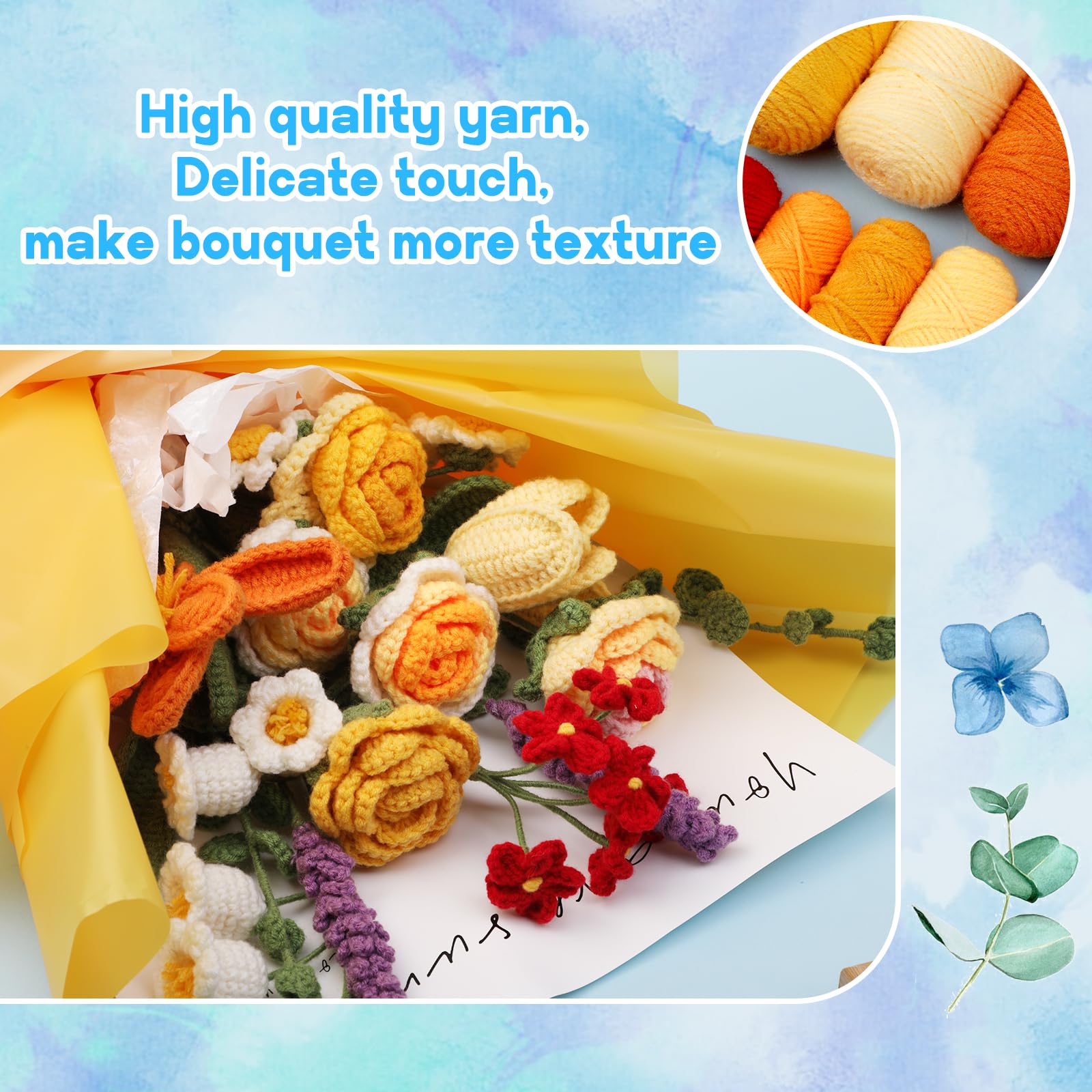Kits de crochet pour débutants : bouquets de roses. Kit de tricot idéal pour la Saint-Valentin.