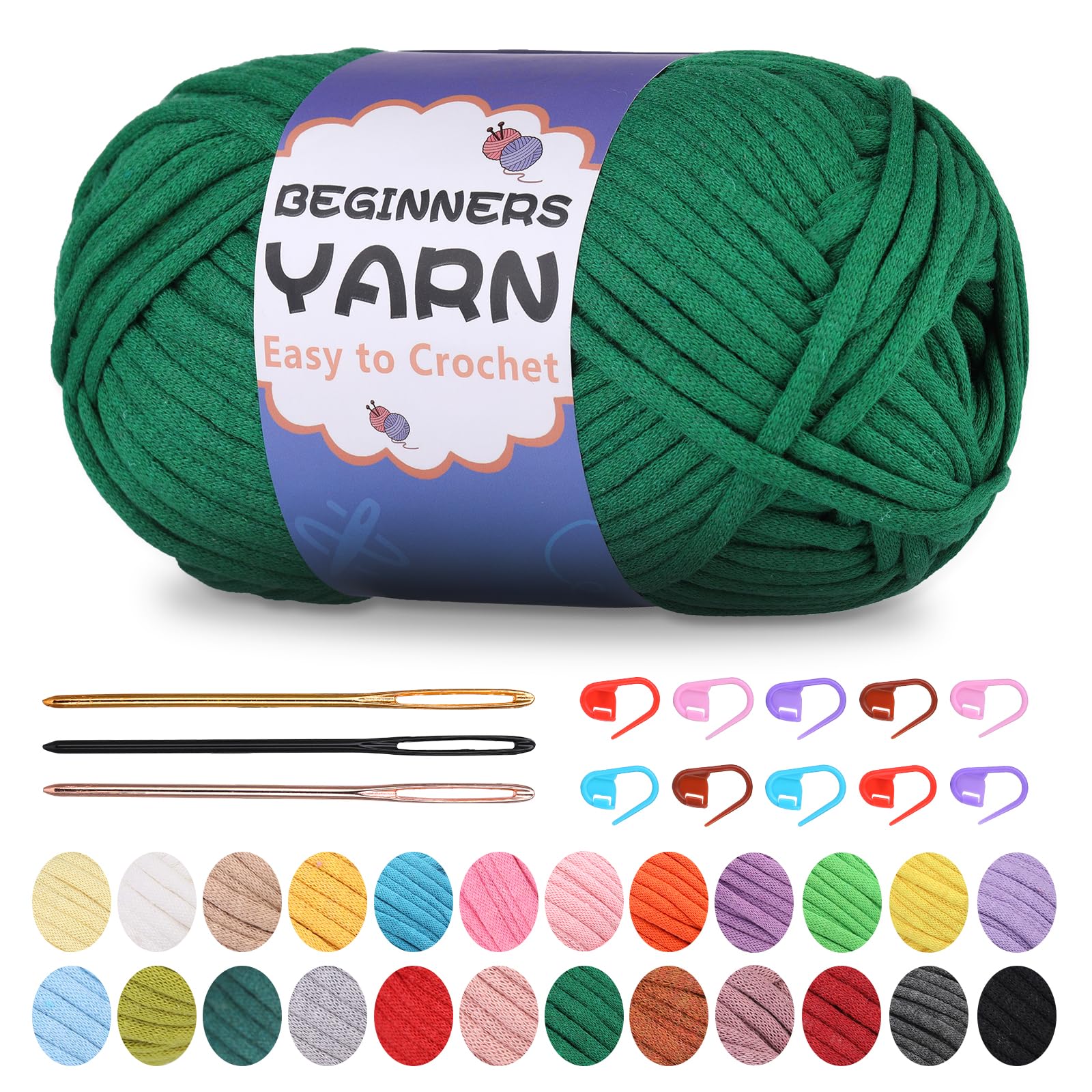 200g Easy Yarn, Crochet Yarn for Beginners Crochet Kit - 24 Colors