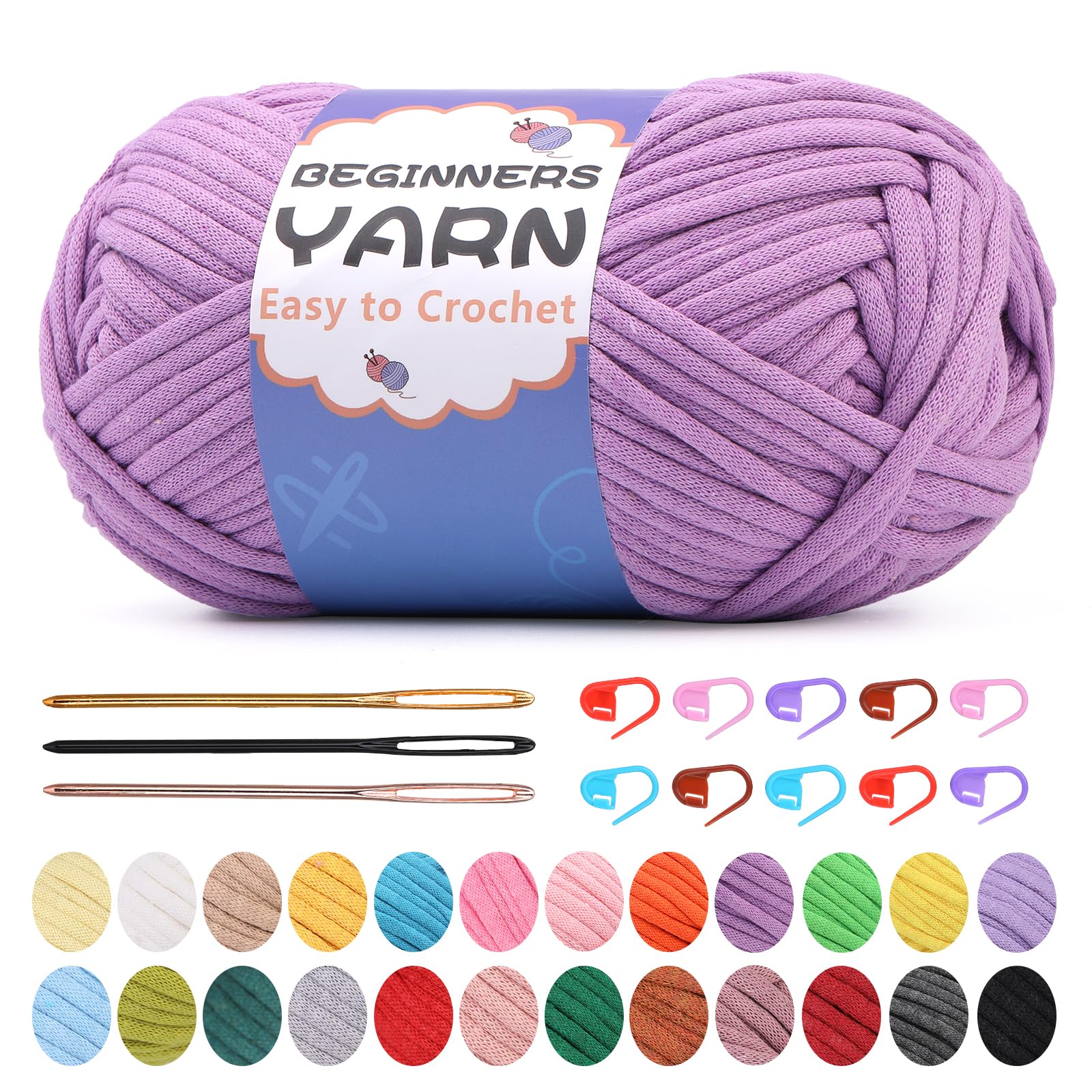 200g Easy Yarn, Crochet Yarn for Beginners Crochet Kit - 24 Colors