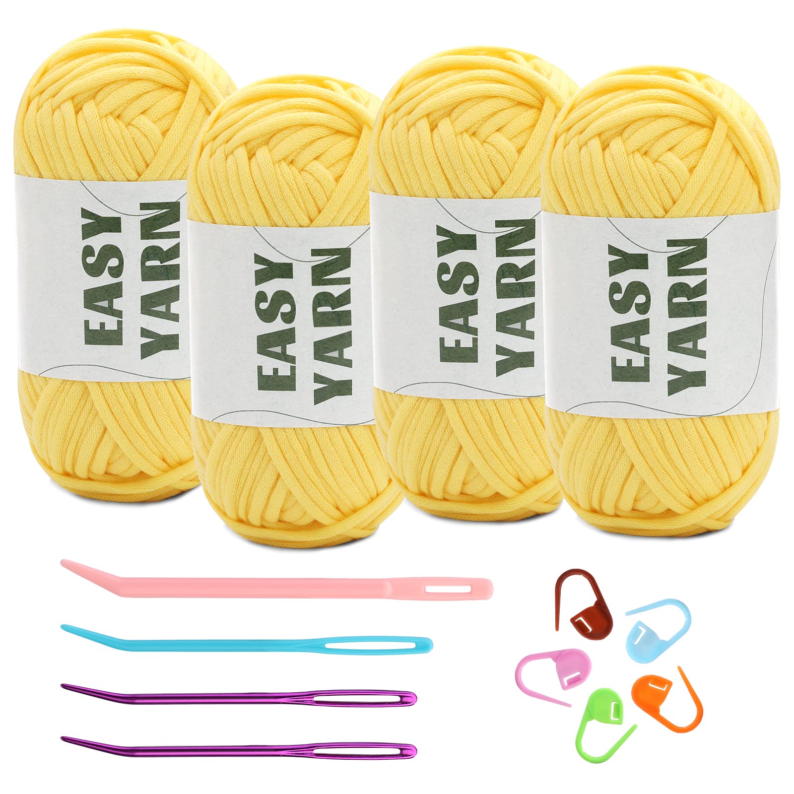 (4x50g) Crochet Yarn for Beginners with Easy-to-See Stitches - 21 Colors