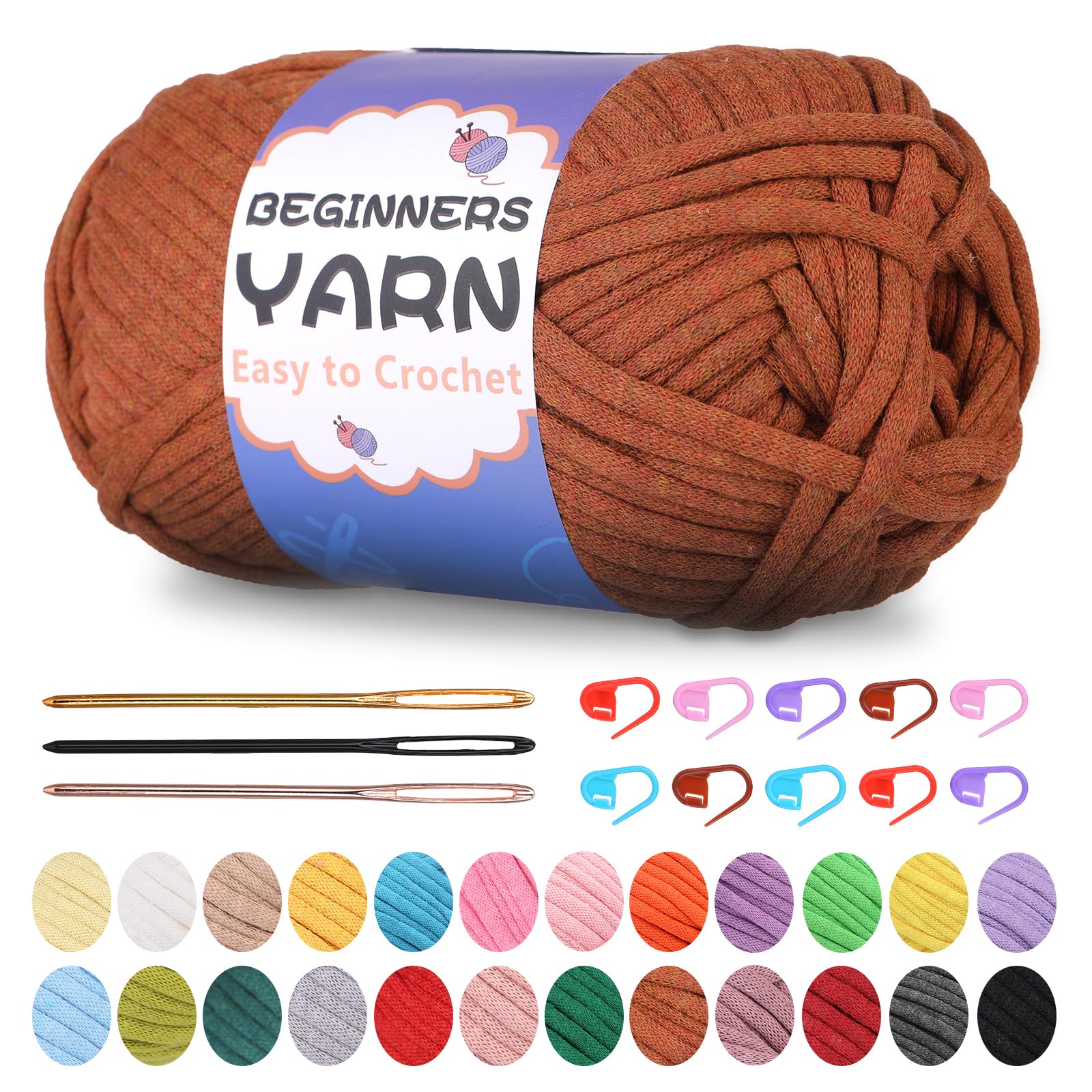 200g Easy Yarn, Crochet Yarn for Beginners Crochet Kit - 24 Colors