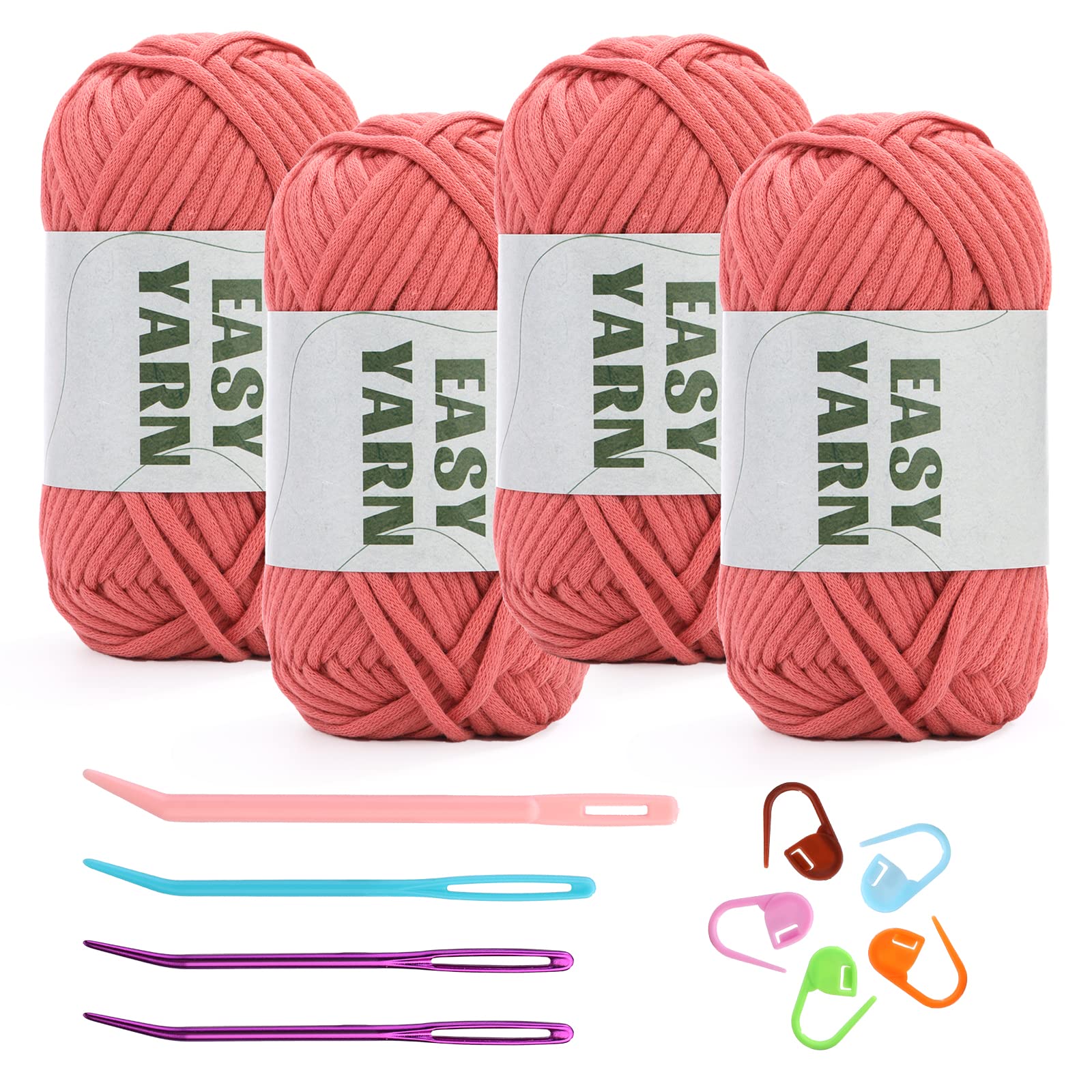 (4x50g) Crochet Yarn for Beginners with Easy-to-See Stitches - 21 Colors