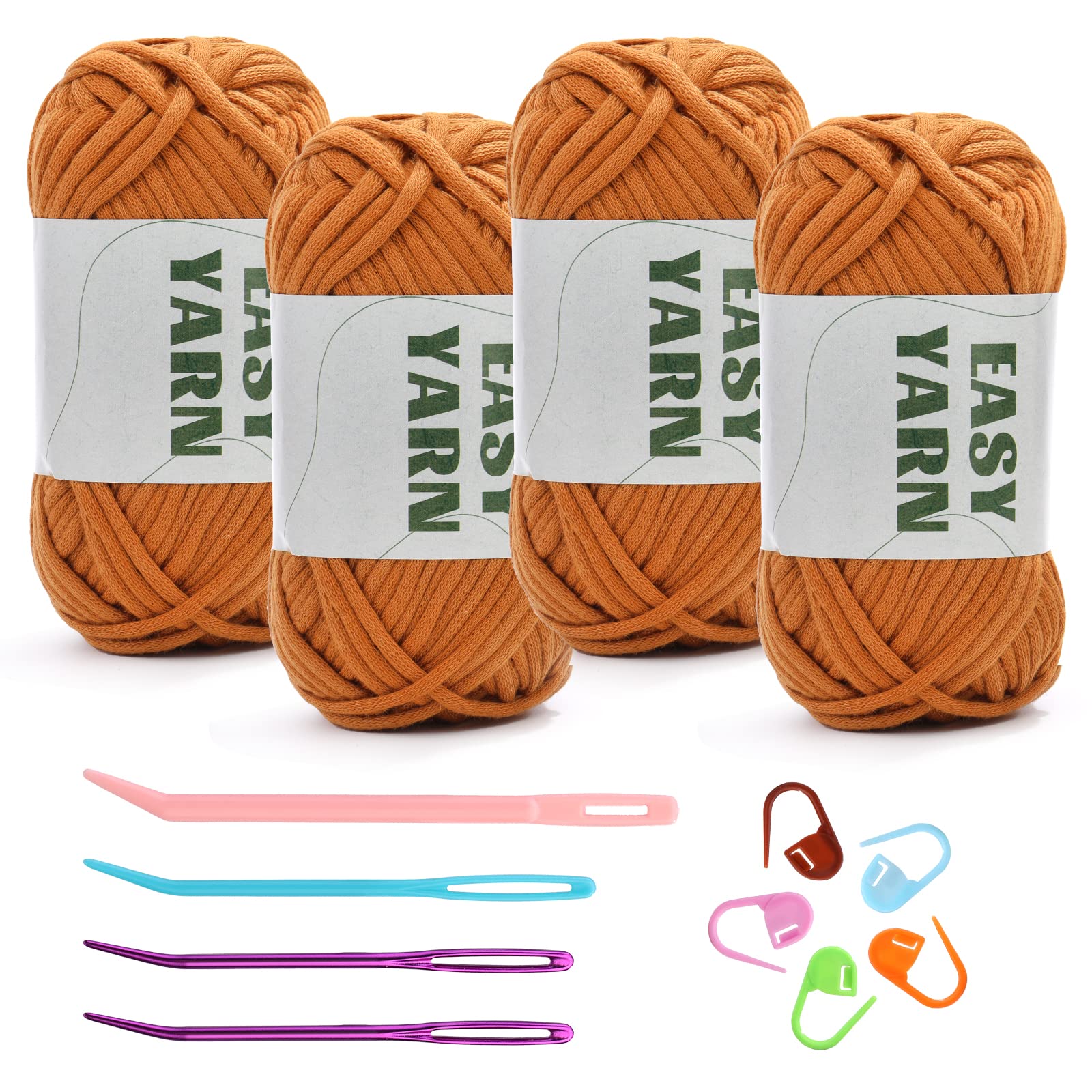 (4x50g) Crochet Yarn for Beginners with Easy-to-See Stitches - 21 Colors