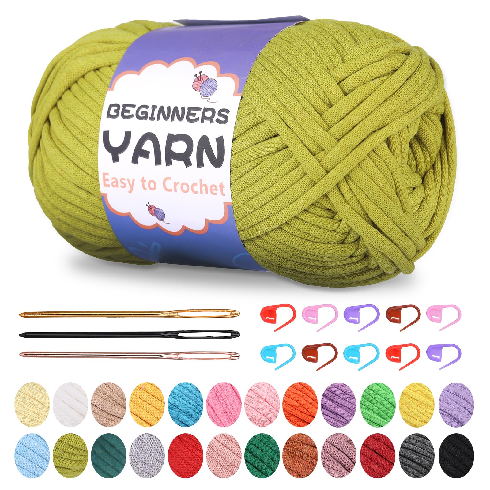 200g Easy Yarn, Crochet Yarn for Beginners Crochet Kit - 24 Colors