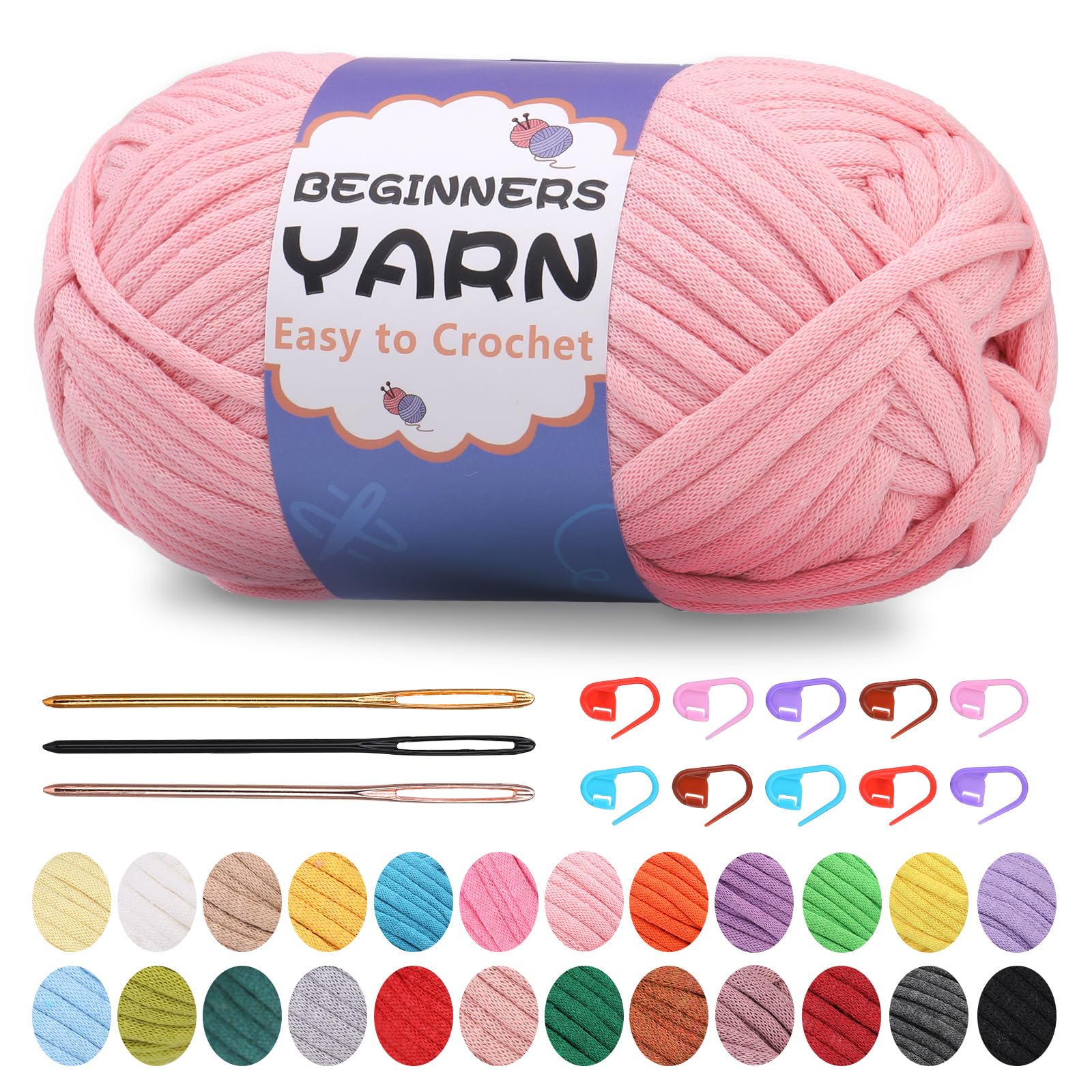 200g Easy Yarn, Crochet Yarn for Beginners Crochet Kit - 24 Colors