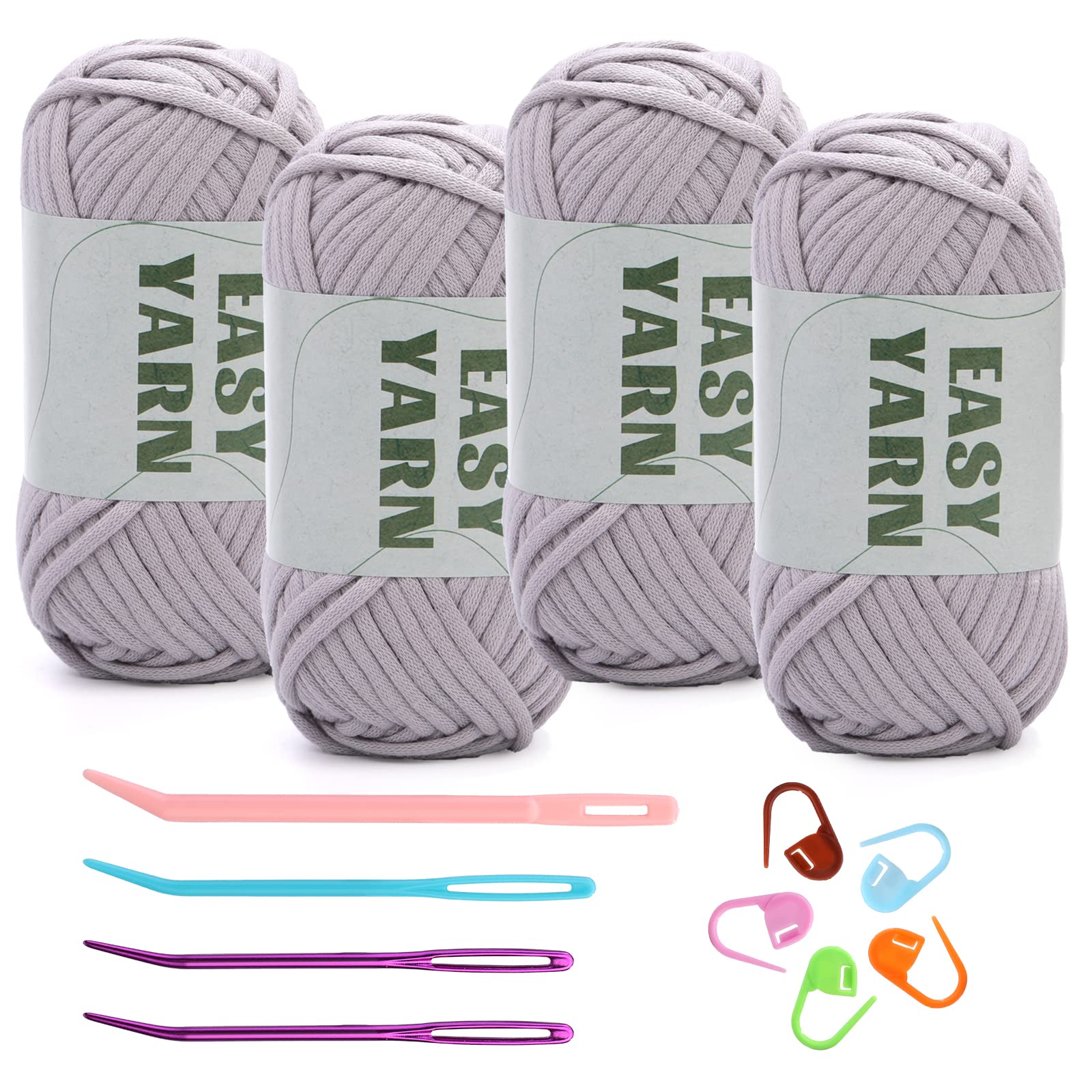 (4x50g) Crochet Yarn for Beginners with Easy-to-See Stitches - 21 Colors