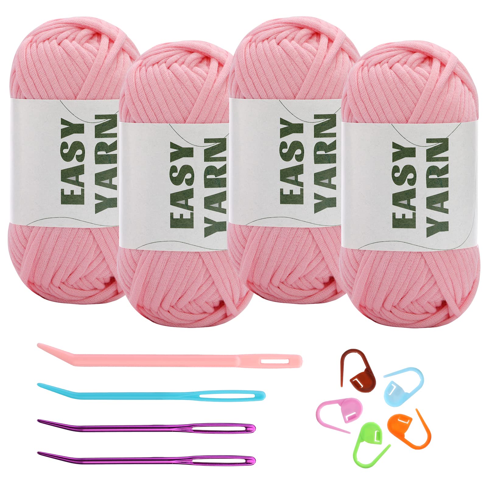 (4x50g) Crochet Yarn for Beginners with Easy-to-See Stitches - 21 Colors