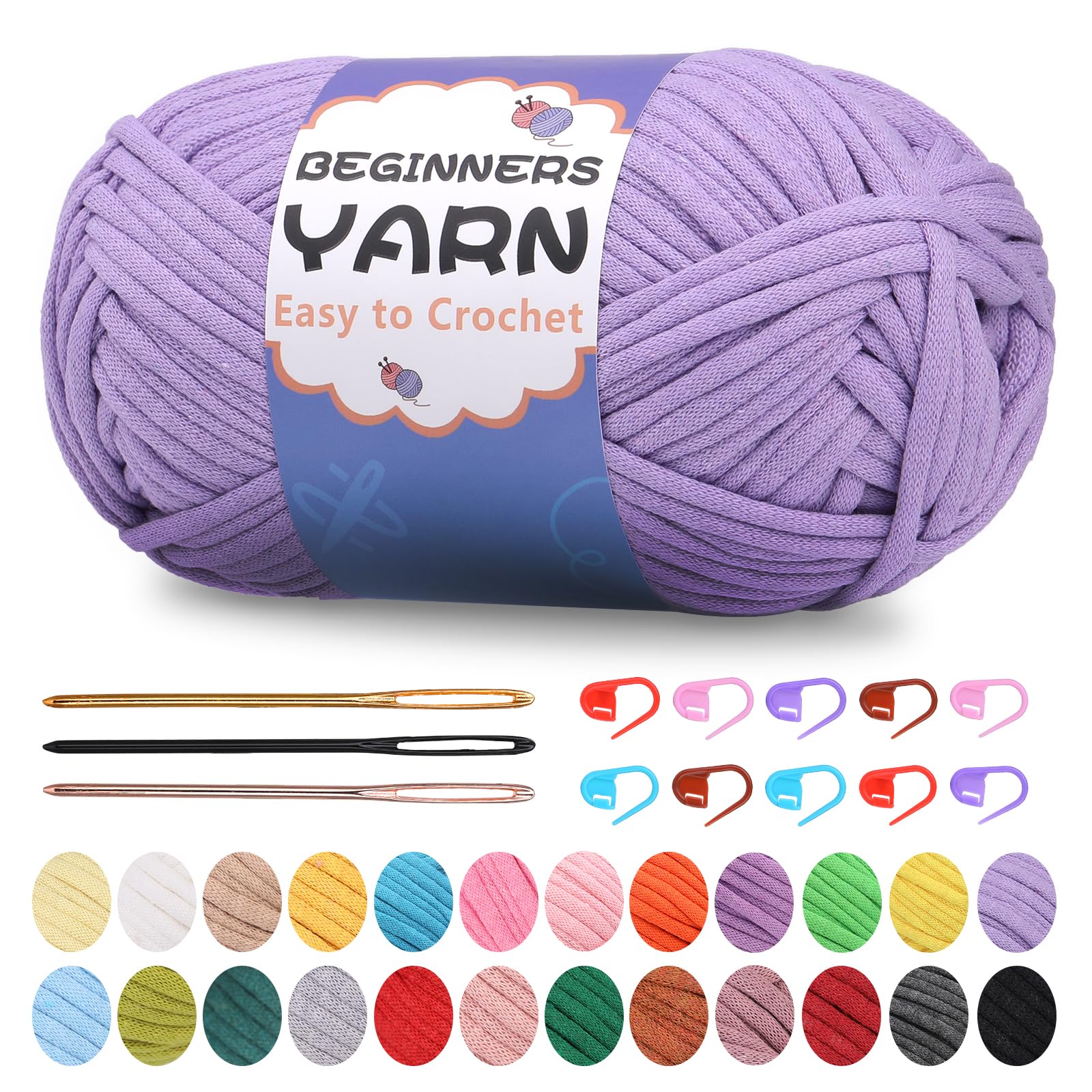 200g Easy Yarn, Crochet Yarn for Beginners Crochet Kit - 24 Colors