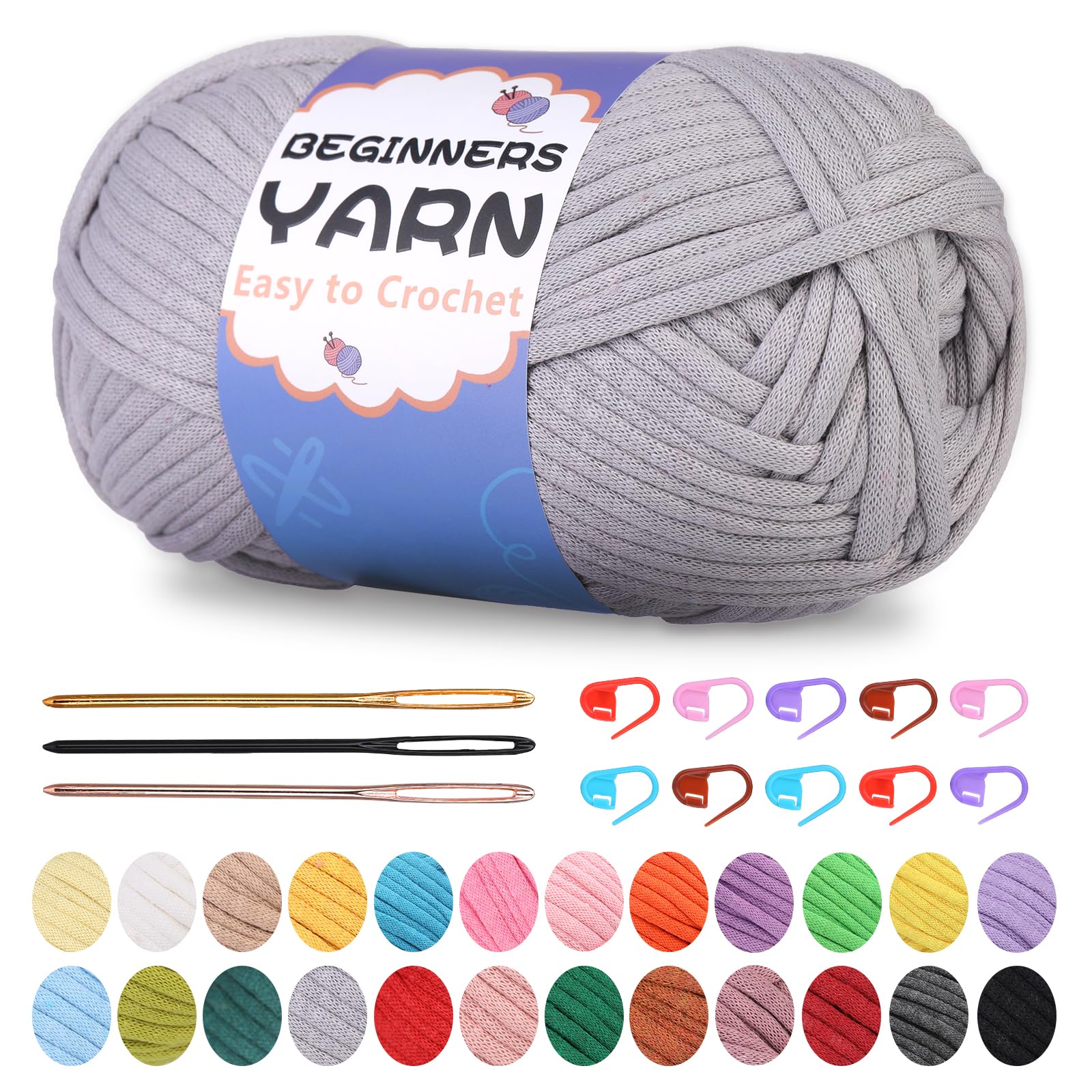 200g Easy Yarn, Crochet Yarn for Beginners Crochet Kit - 24 Colors