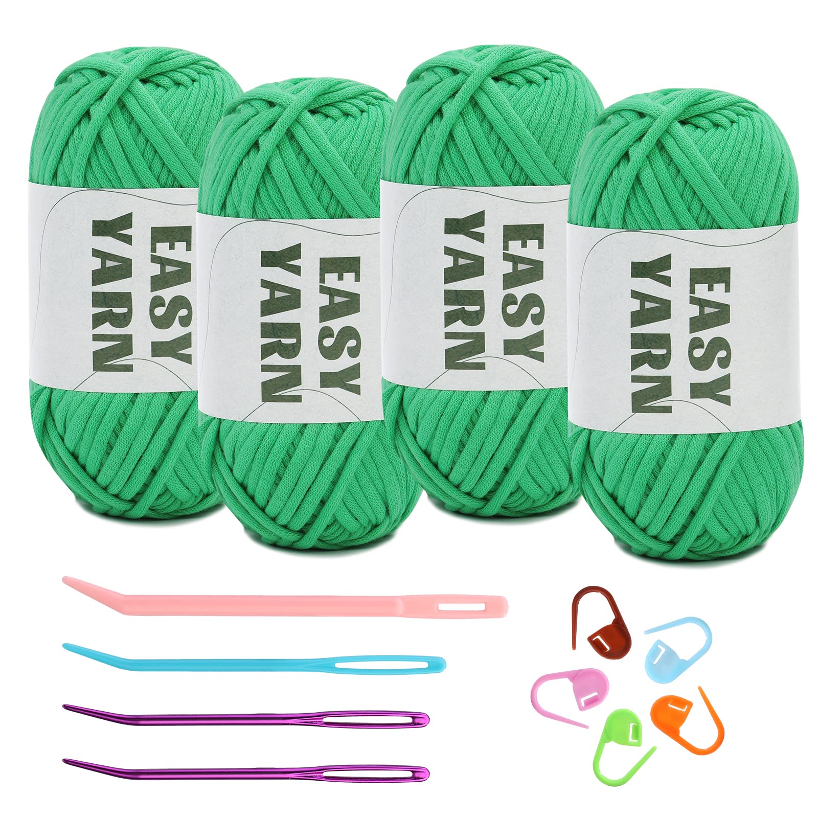 (4x50g) Crochet Yarn for Beginners with Easy-to-See Stitches - 21 Colors