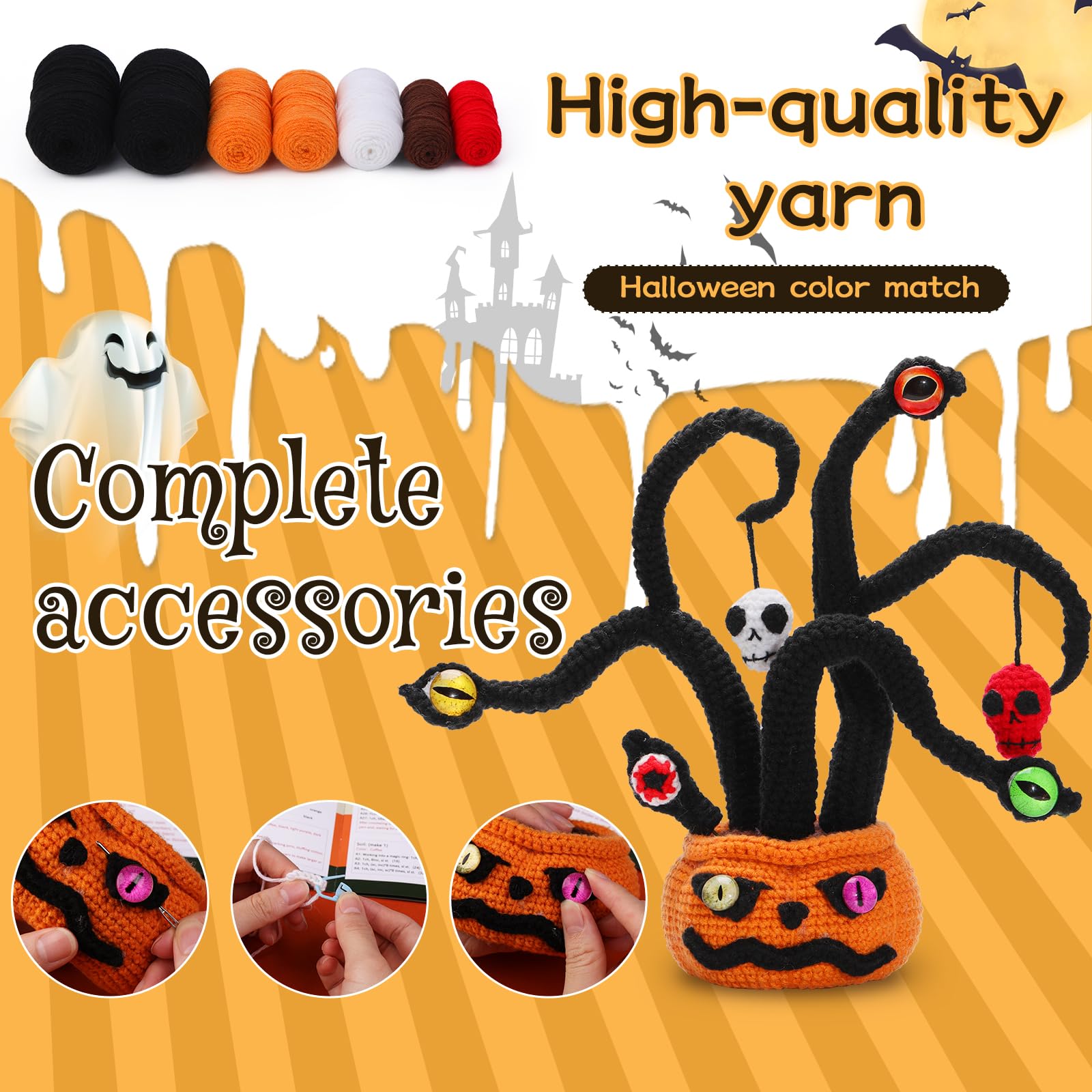 Kit de crochet pour débutants : plante citrouille pour Halloween