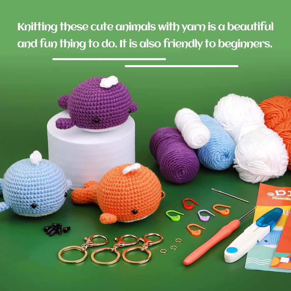 Kit de crochet baleine 3 couleurs pour débutants 