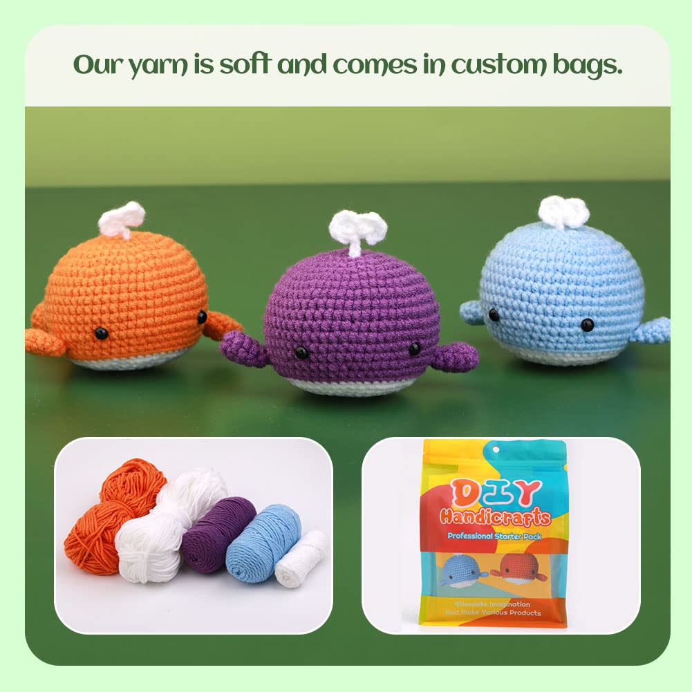 Kit de crochet baleine 3 couleurs pour débutants 