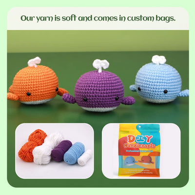 3 Colors Whale Crochet Kit for Beginners