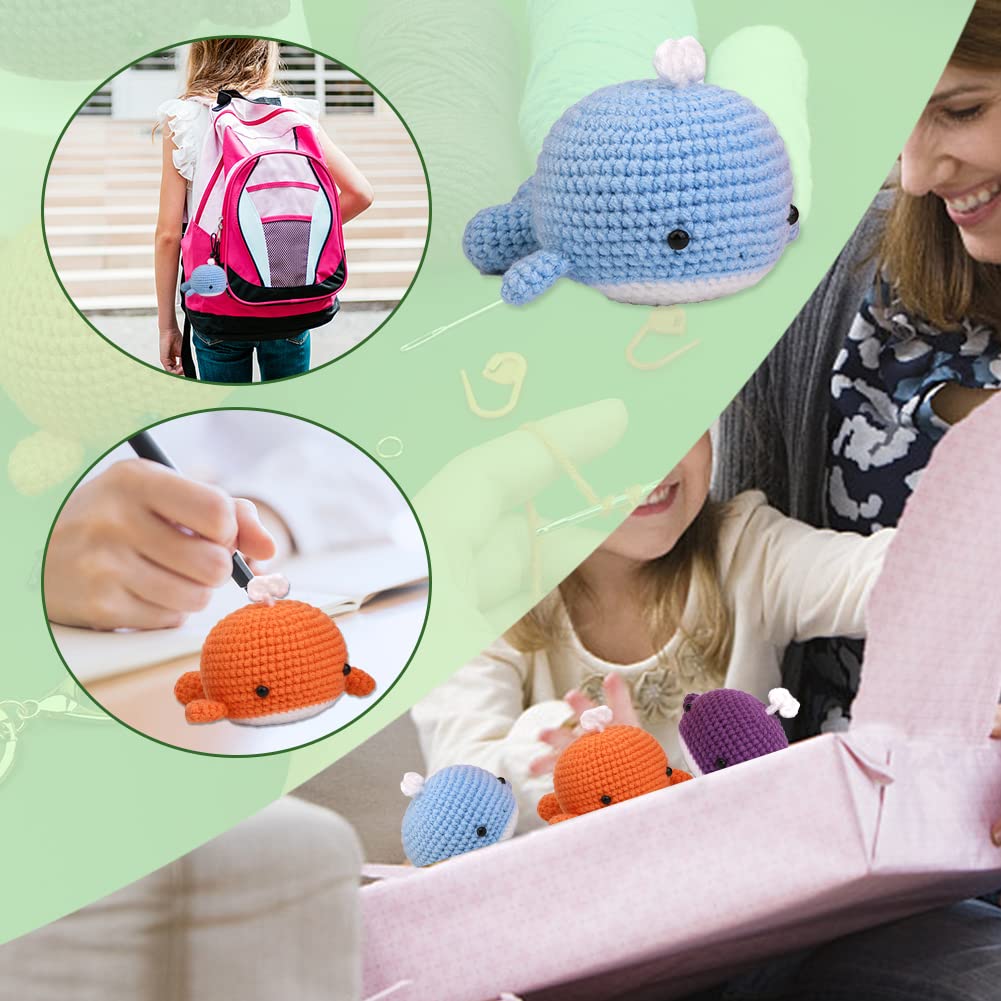 3 Colors Whale Crochet Kit for Beginners