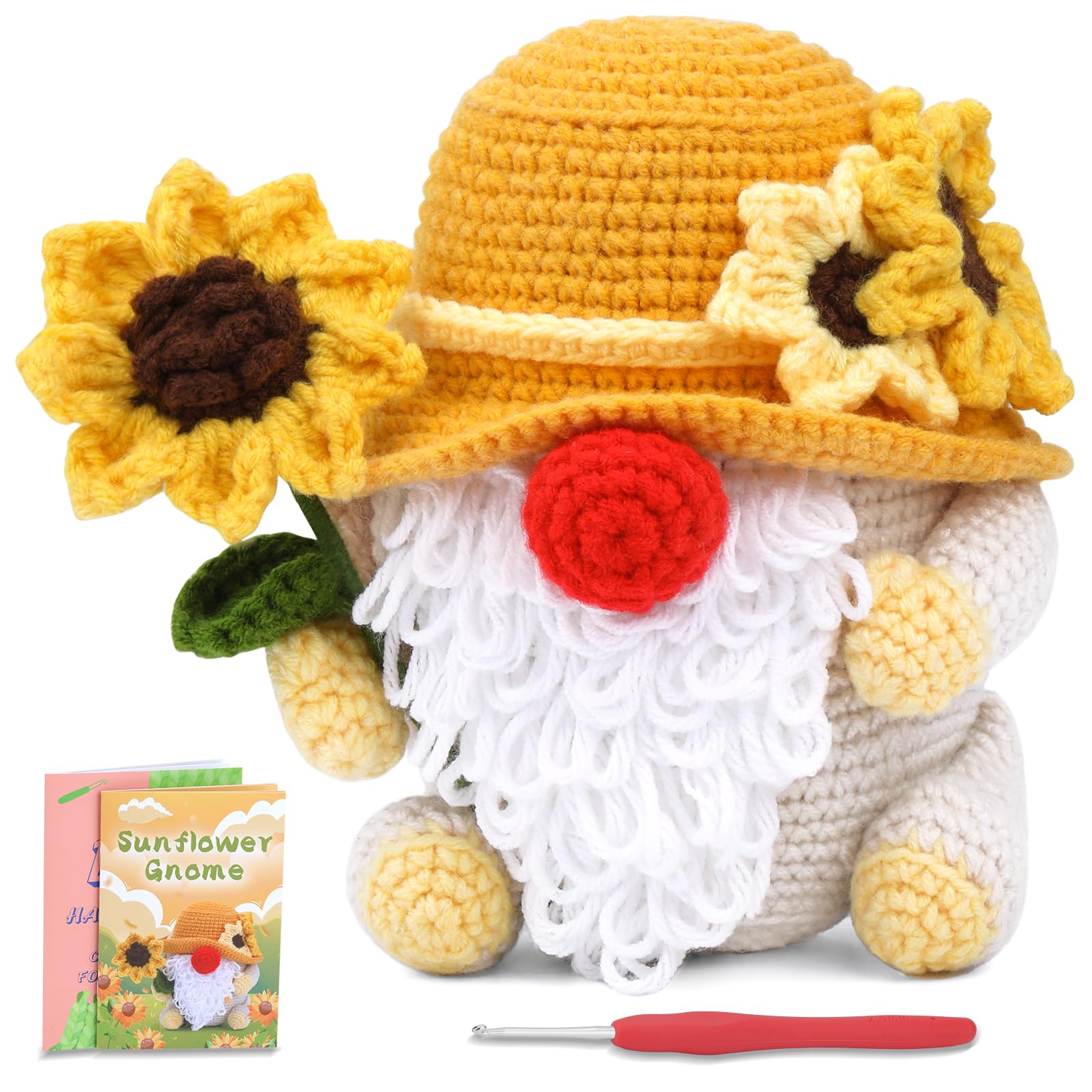 Kit de crochet de Noël pour débutants : Gnome Tournesol 