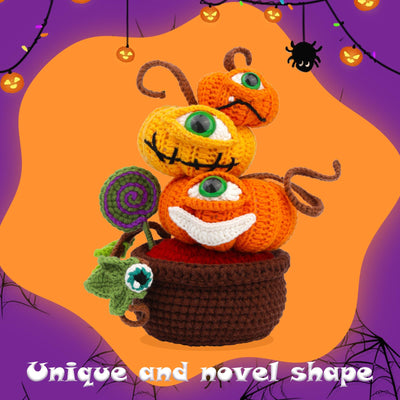 Kit de crochet pour débutants : citrouille en pot pour Halloween 