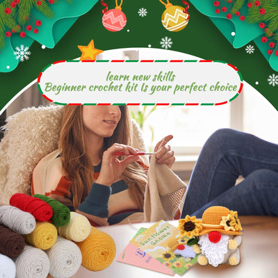 Kit de crochet de Noël pour débutants : Gnome Tournesol 