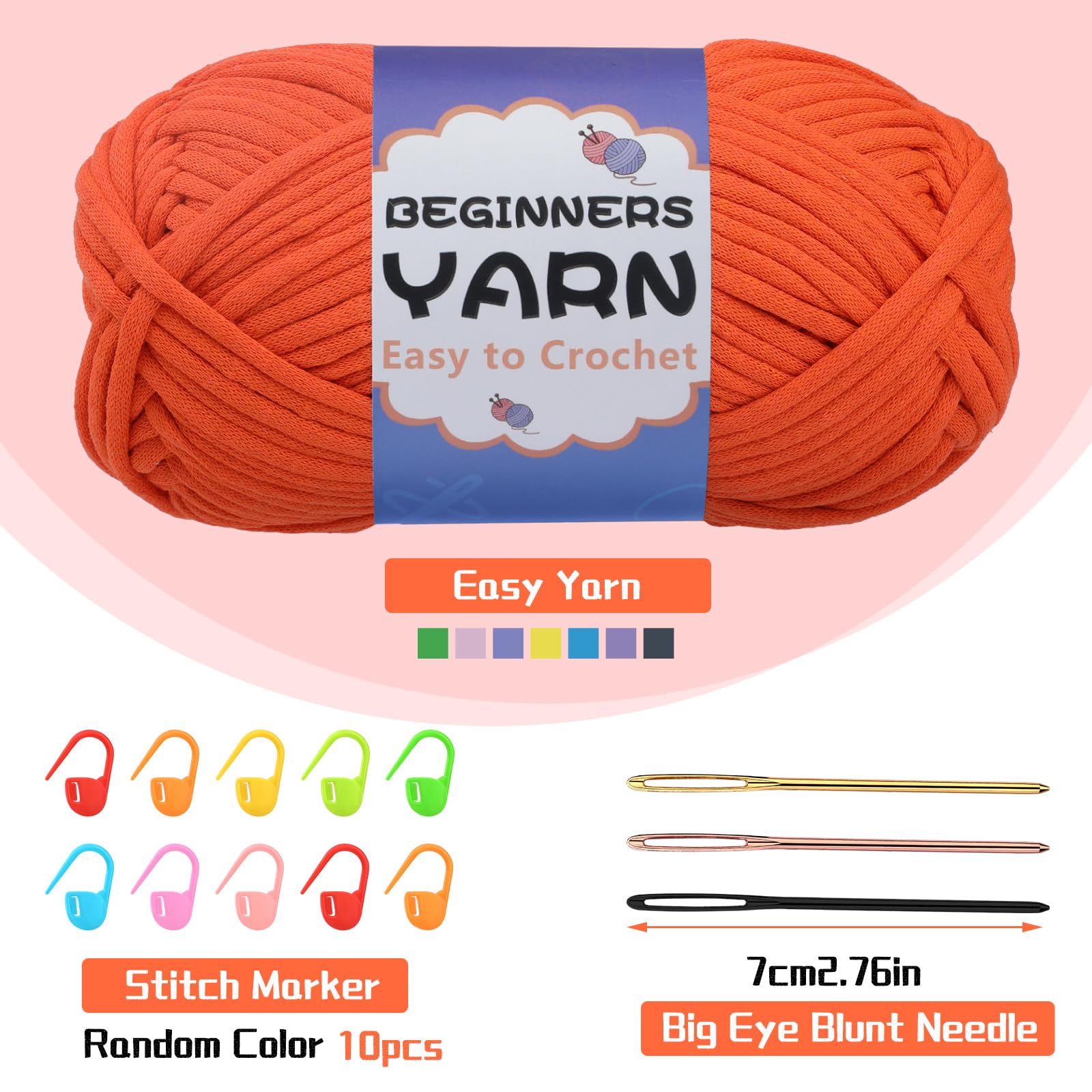 200g Easy Yarn, Crochet Yarn for Beginners Crochet Kit - 24 Colors