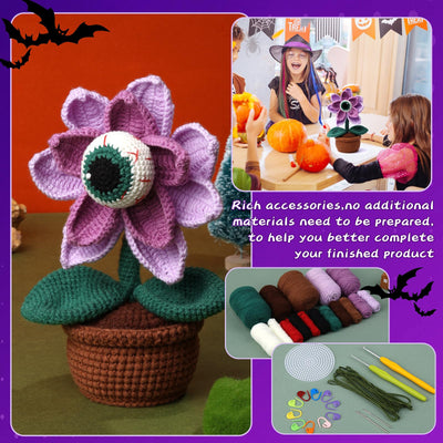 Kit de crochet pour débutants sur le thème des yeux maléfiques pour Halloween 