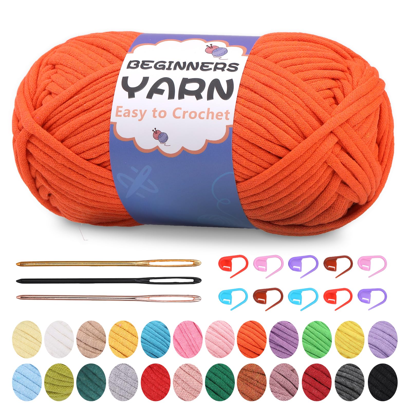 200g Easy Yarn, Crochet Yarn for Beginners Crochet Kit - 24 Colors
