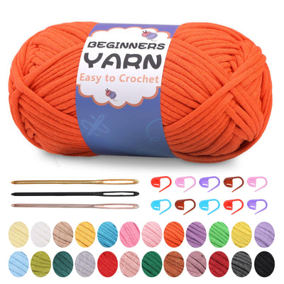 200g Easy Yarn, Crochet Yarn for Beginners Crochet Kit - 24 Colors