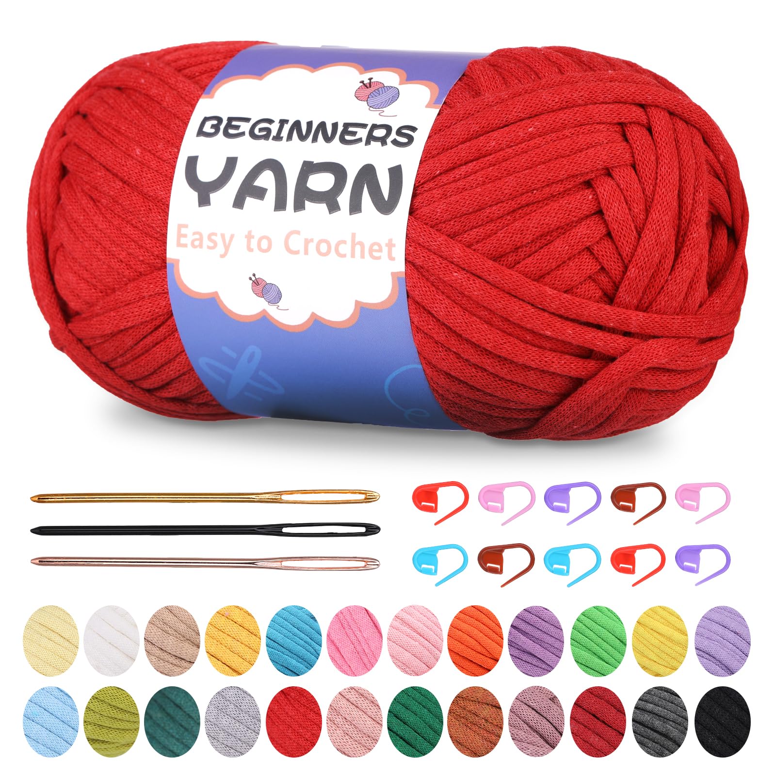 200g Easy Yarn, Crochet Yarn for Beginners Crochet Kit - 24 Colors