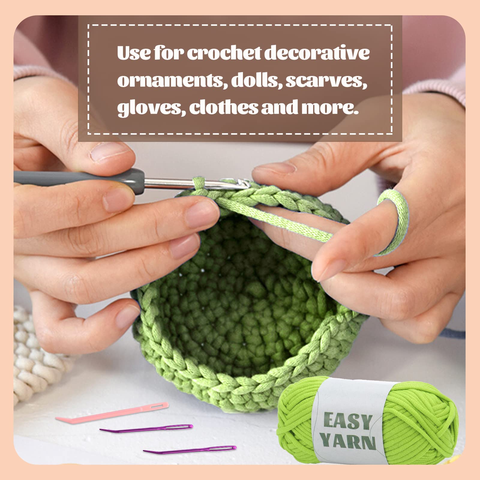 (4x50g) Crochet Yarn for Beginners with Easy-to-See Stitches - 21 Colors