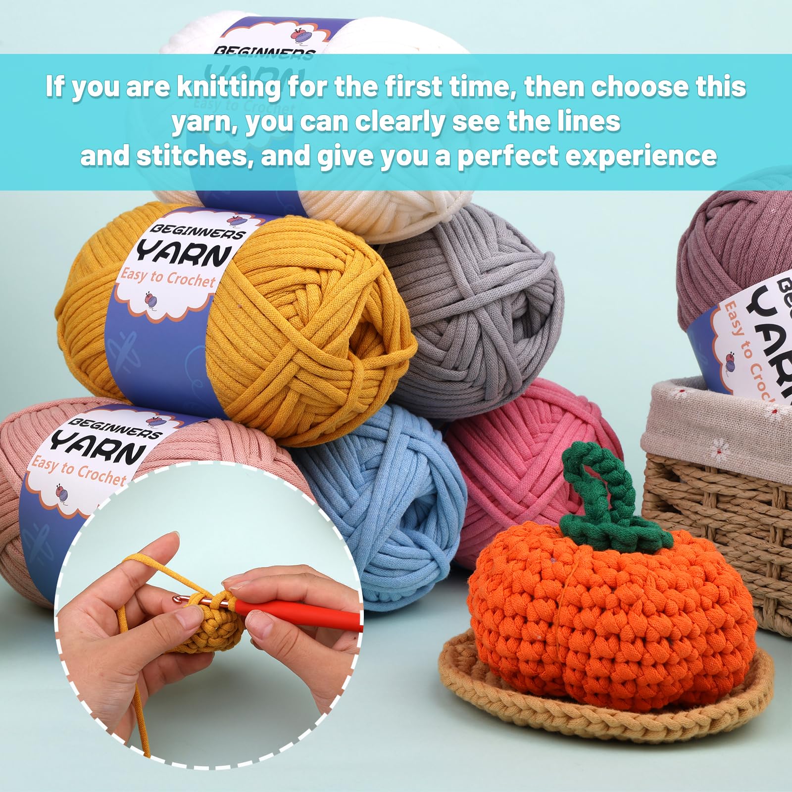 200g Easy Yarn, Crochet Yarn for Beginners Crochet Kit - 24 Colors