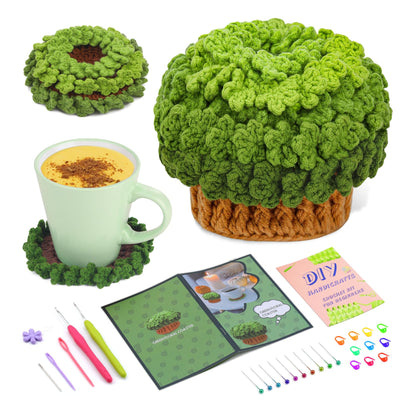Kit de crochet pour débutants comprenant 6 dessous de verre pour pots de fleurs 