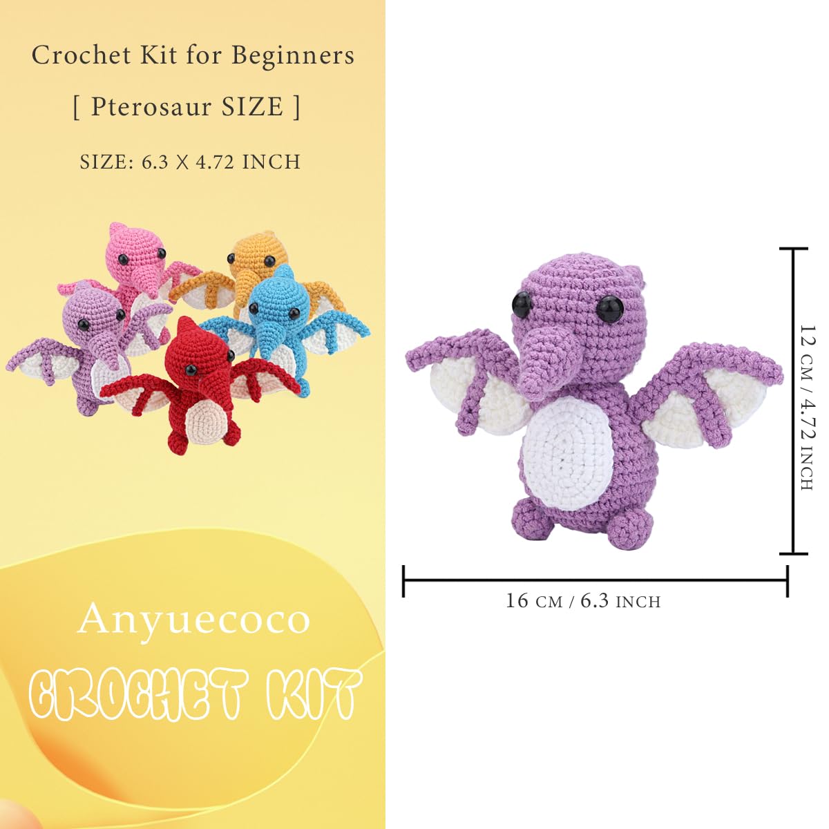 Adorables kits de crochet de ptérosaures pour débutants