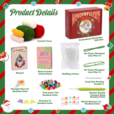 Sapin de Noël gnome - Kit de crochet de Noël pour débutants 