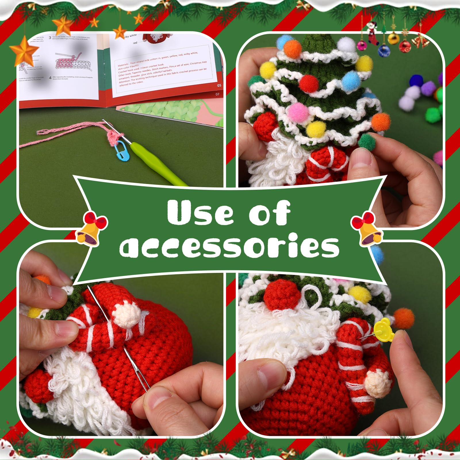 Sapin de Noël gnome - Kit de crochet de Noël pour débutants 