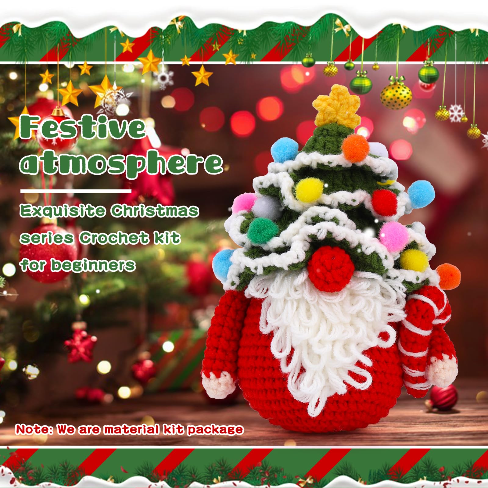 Sapin de Noël gnome - Kit de crochet de Noël pour débutants 